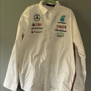 Mercedes AMG Petronas White Team Logo Embroidered Shirt